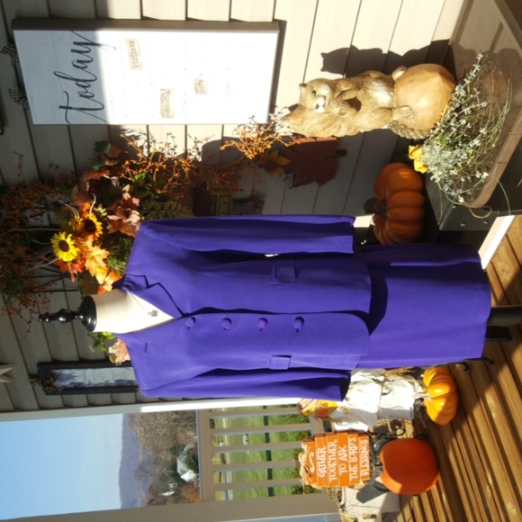 CASUAL CORNER ♡ Vintage 2pc Purple Silk Fully Lined Single Breasted Skirt Suit 8